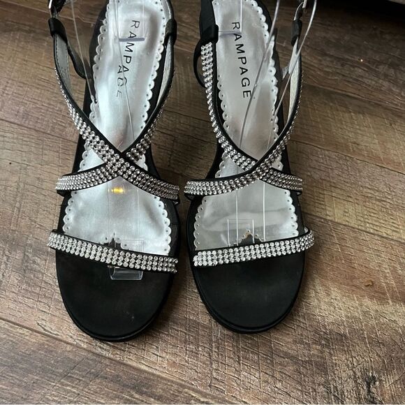 Black Satin & jeweled strap heals by Rampage Sz 9.5 nearly new! - Picture 14 of 16